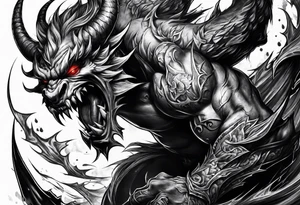 Demon attacking a man tattoo idea