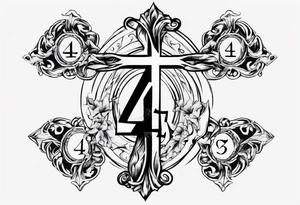 Cross with the number 4 tattoo idea