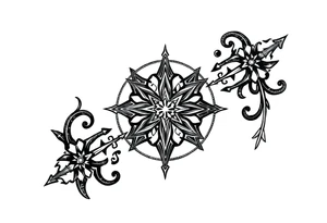 mytical shaman and witch ancient ornament with runes tattoo idea
