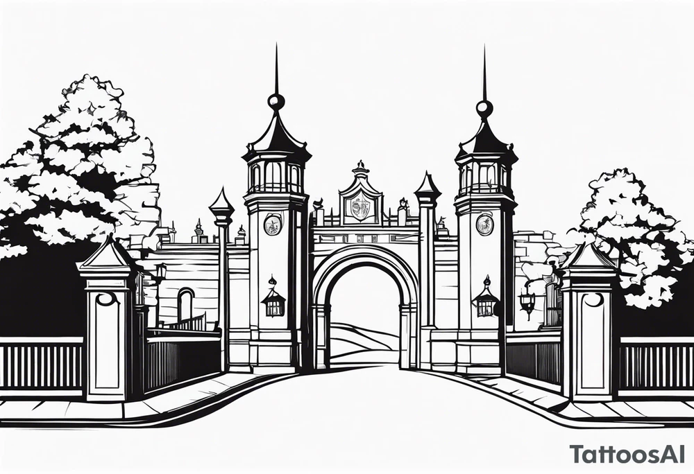 town gate vector tattoo idea