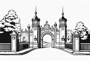 town gate vector tattoo idea