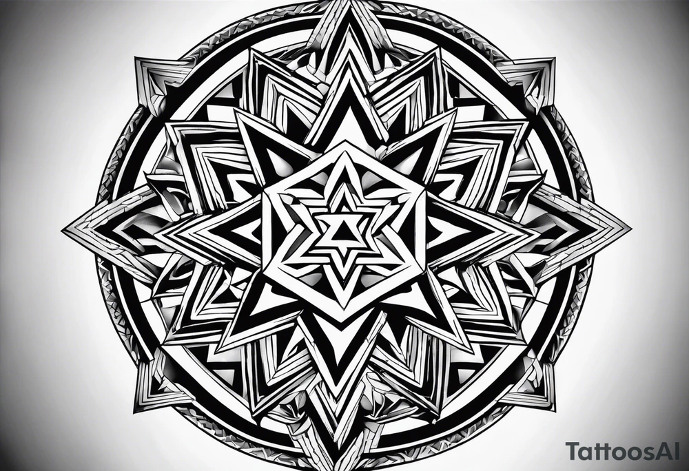 Expanding 3D pentagrams, geometric, tattoo idea
