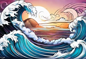 Wave, baby, angel tattoo idea
