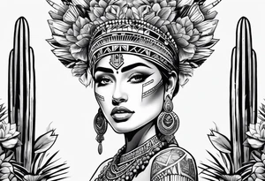 Aztec princess, cactus tattoo idea