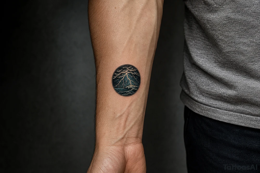 realistic lightning storm tattoo idea