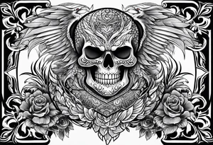 Dragon phoenix mexican skull full body tattoo idea