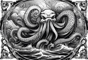 Kraken coming out of water tattoo idea