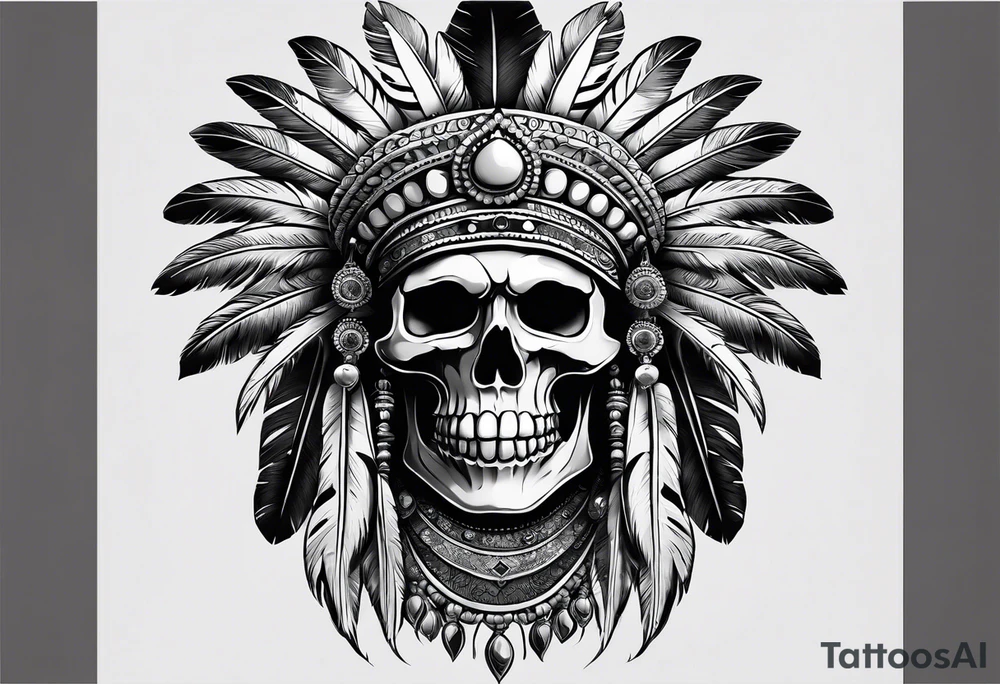 an Indian with a skull instead of a face so that he could be seen whole tattoo idea