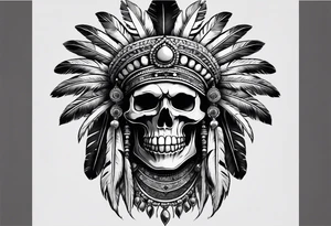 an Indian with a skull instead of a face so that he could be seen whole tattoo idea