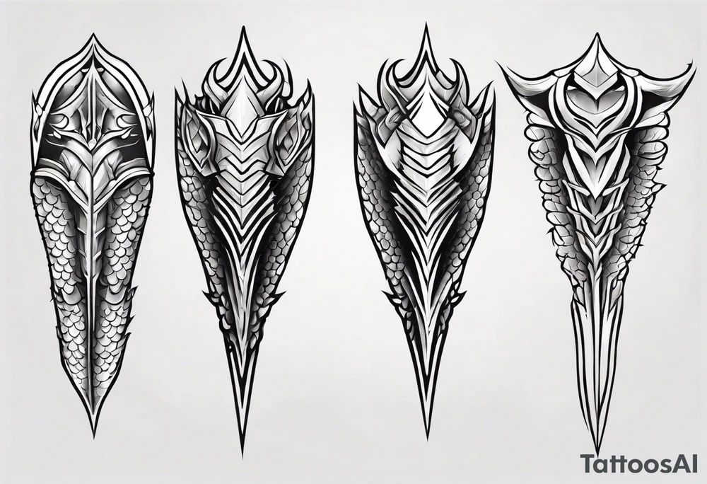 Dragonscale Leg armor symmetrical tattoo idea