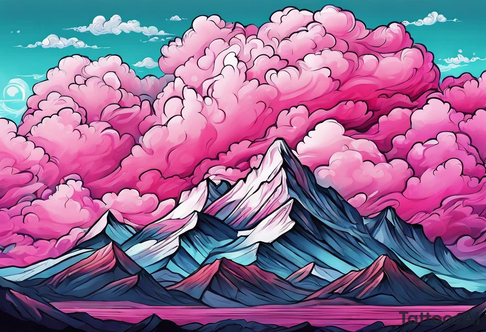 pink fluffy clouds tattoo idea