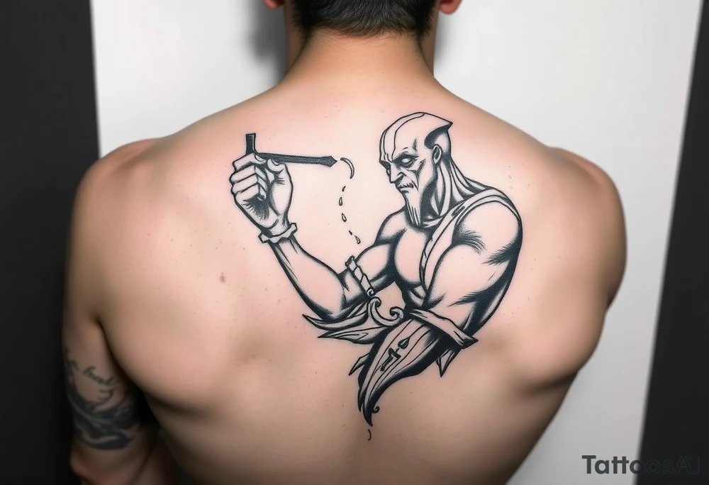 verseau badass version humanisé homme faisant découler de l'eau de sa jarre sur le long du bras tattoo idea