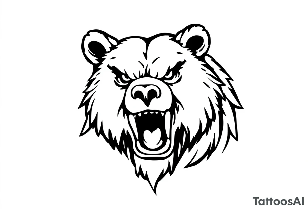 Traditional style angry bear tattoo idea