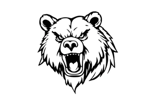 Traditional style angry bear tattoo idea