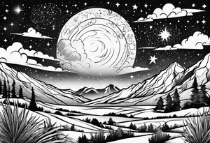 Galaxy sky with Arizona landscape tattoo idea