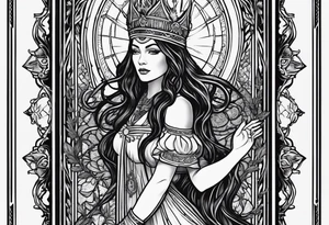 High priestess tarot card cannabis line work tattoo idea
