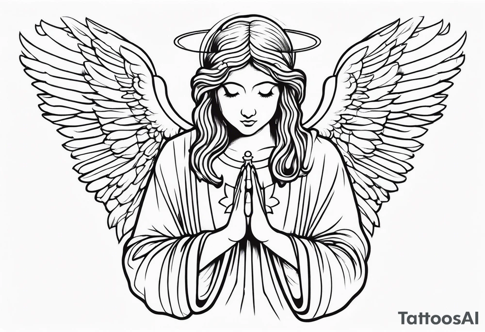 Angel with prayer hands tattoo idea