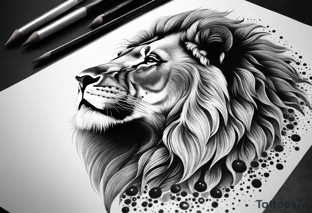 powerful majestic lion, close-up tattoo idea
