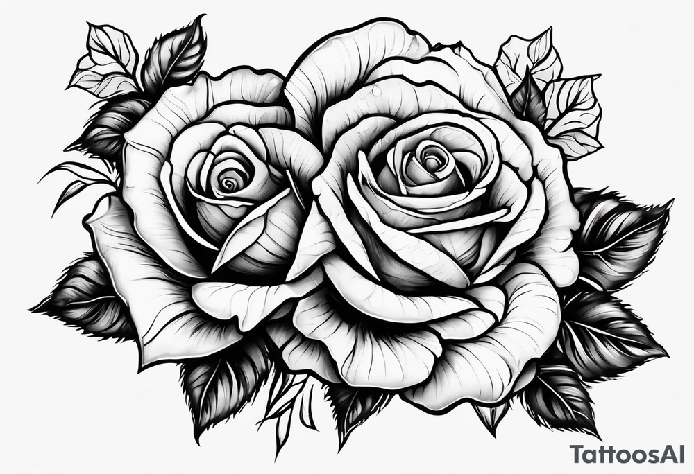 A rose tattoo with names engraved in the petals and to finish skeleton bone fingers tattoo idea