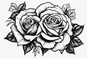 A rose tattoo with names engraved in the petals and to finish skeleton bone fingers tattoo idea