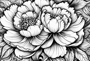 peony flowers in the waves tattoo idea