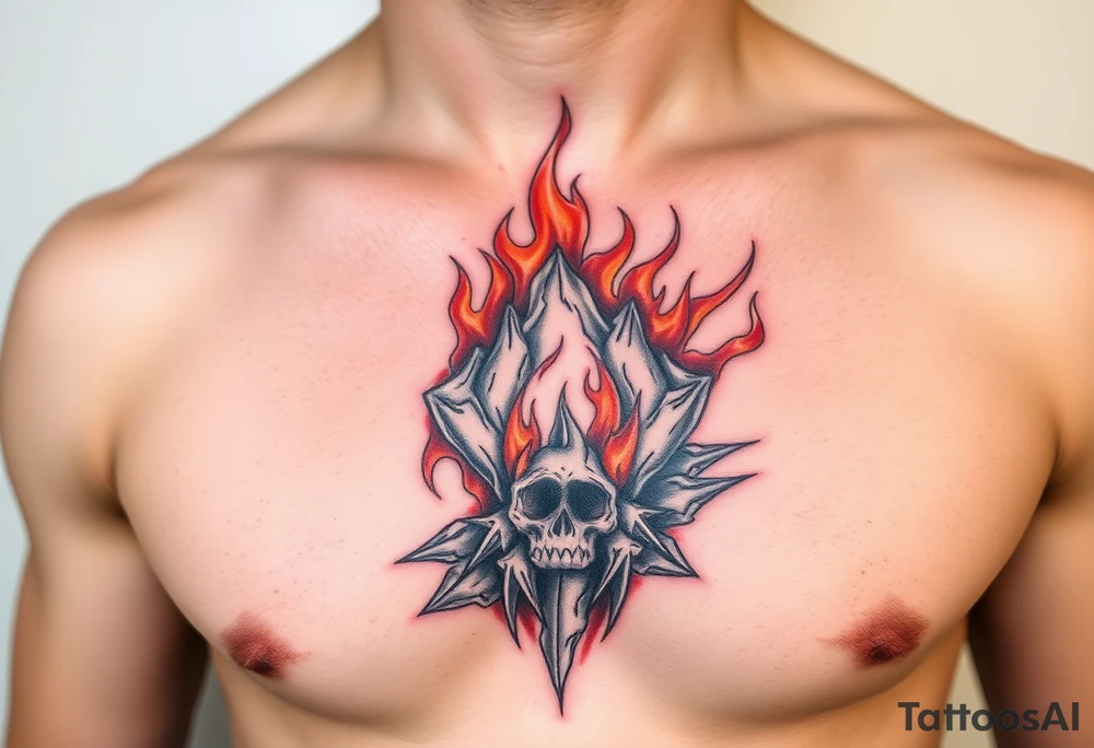 toxic world on fire tattoo idea