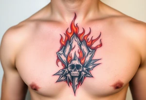 toxic world on fire tattoo idea