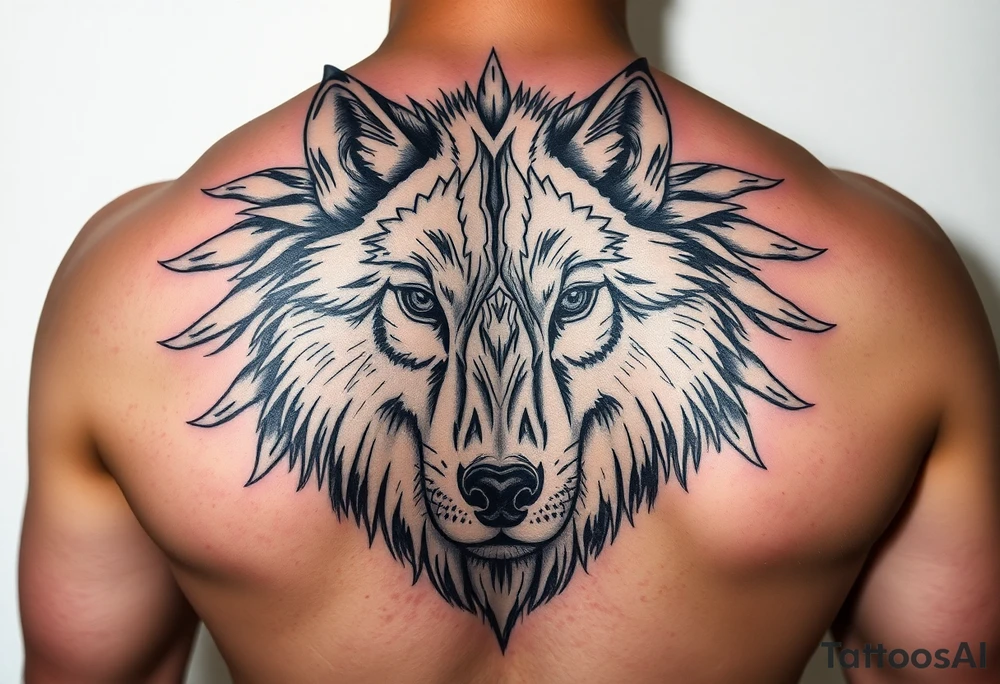 A solitary yet sublime and noble wolf and its progeny. the face tattoo idea