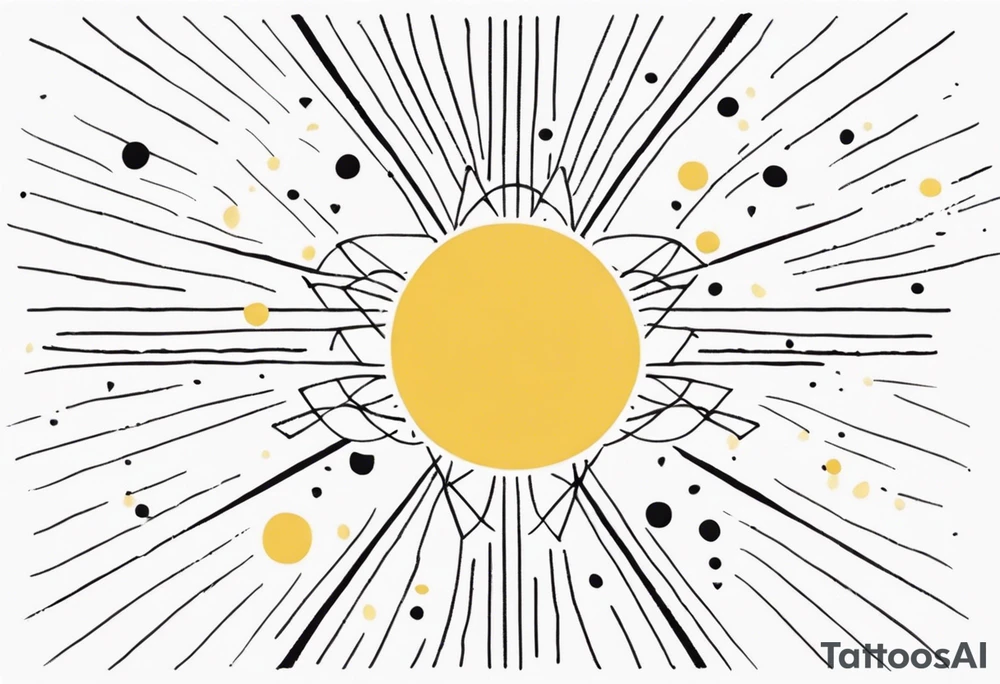 simple sunshine made of black dots with triangles and circles tattoo idea