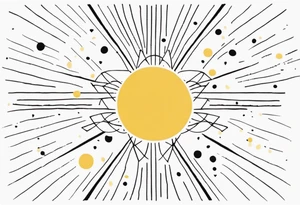 simple sunshine made of black dots with triangles and circles tattoo idea