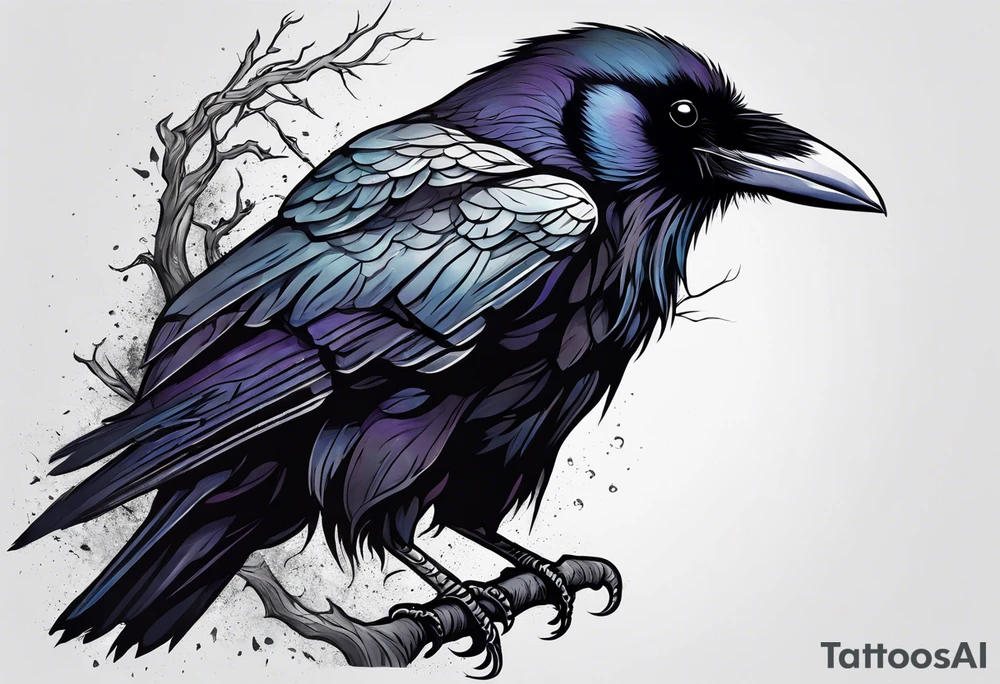 a raven alone with nothing behind it tattoo idea