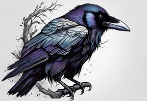 a raven alone with nothing behind it tattoo idea