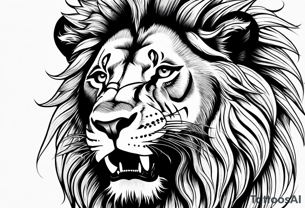 lion showing teeth tattoo idea