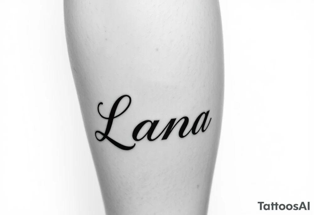 the name Lana going from my knee to my ankle the back of my leg with something cute tattoo idea