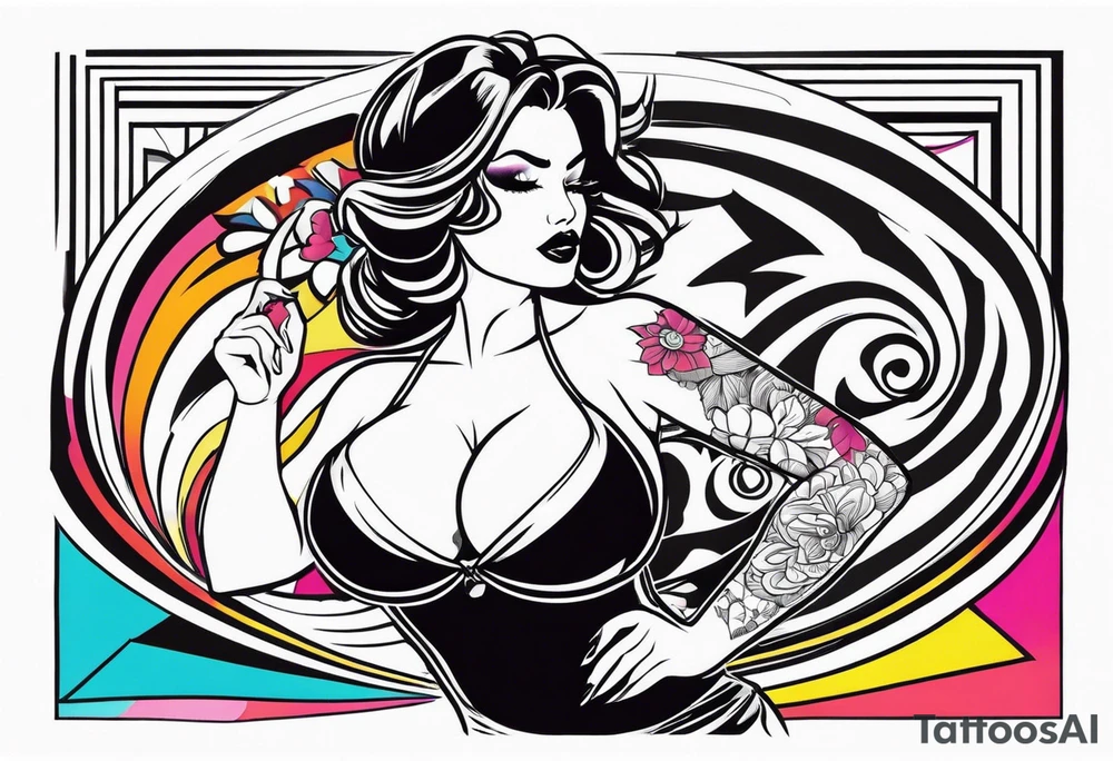 Big boobs woman tattoo idea