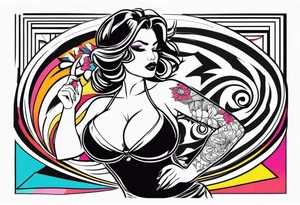 Big boobs woman tattoo idea