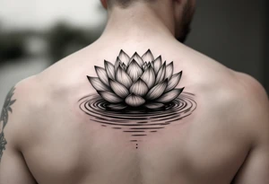 serene lotus flower emerging from sacred waters with ripples tattoo idea