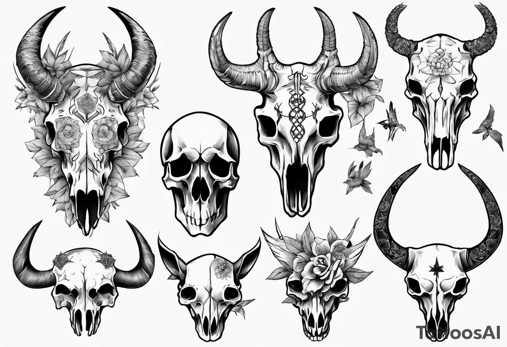 animal skulls tattoo idea