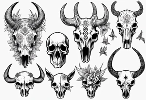 animal skulls tattoo idea