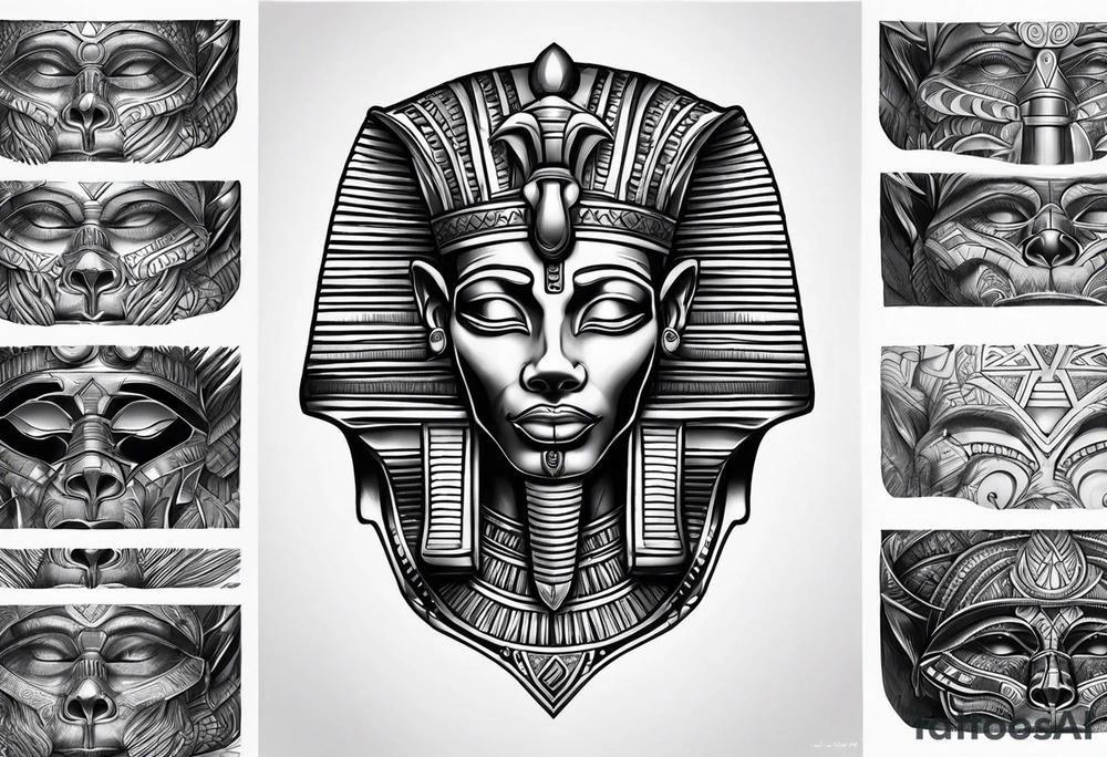 Black pharaoh skull tattoo idea