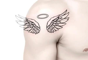 Angel wings with halo tattoo idea