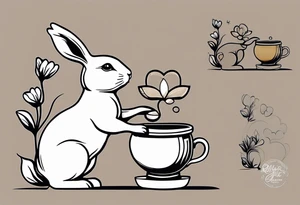 Side view outline of bunny with heart and honey pot minimalistic tattoo tattoo idea