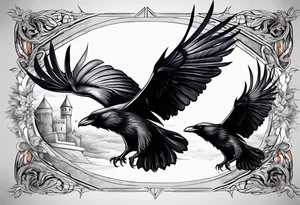 3 ravens in flight tattoo idea