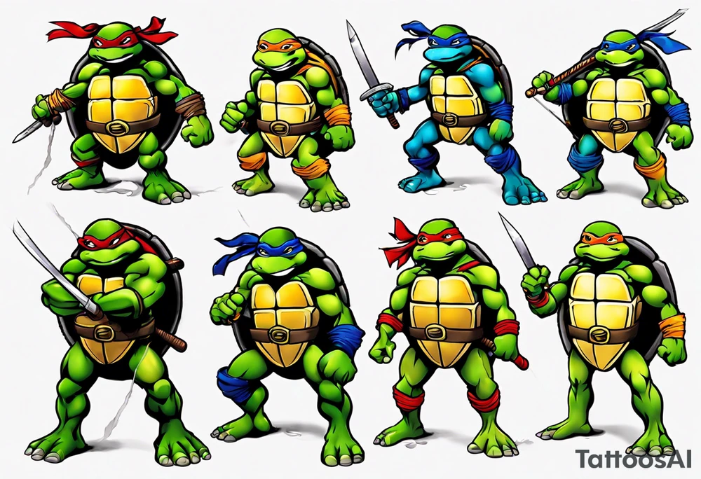 teenage mutant ninja turtles arm sleeve tattoo idea