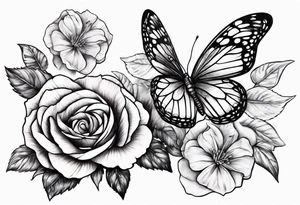 Butterflies flying on roses tattoo idea