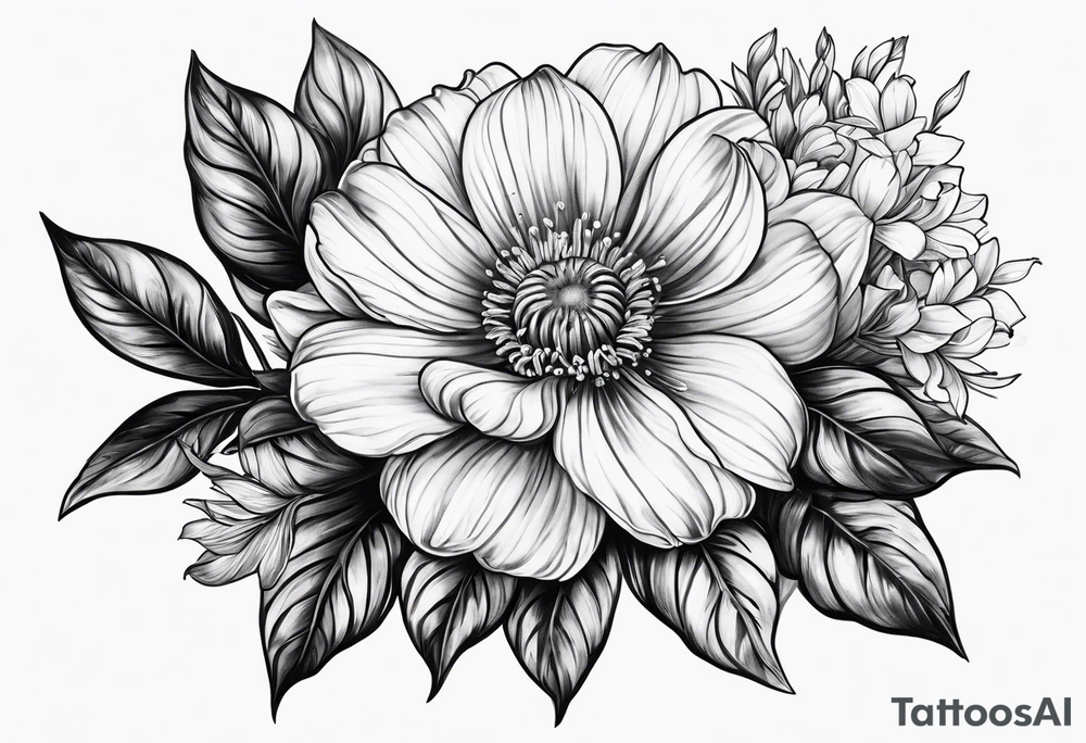 September birth flower with roman numerals IX-VI-LVII tattoo idea