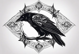 black raven with wolf tattoo idea