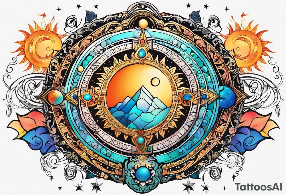 Astrology, Cancer, Natal Chart, symbolic, vision, yin yang, the moon, the sun, Uranus, Pluto, spiritual third eye, mystical armband tattoo idea