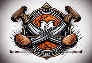 crossed hockey sticks with sports equipment tattoo idea