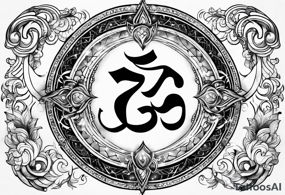 Powerful om symbol with Aquarius constellation with the numbers 777 tattoo idea